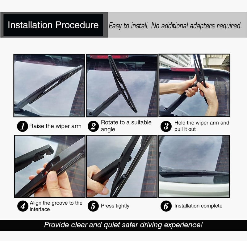 FAPIUO Replacement for Mazda 3 2014-2018,Nissan Pathfinder 2005-2012,Nissan Xterra 2005-2015 Silent Wipers - Front and Rear Windshield Wipers 24"+18"+12" Full Blade Set (3 Pack) U/J HOOK - Image 5